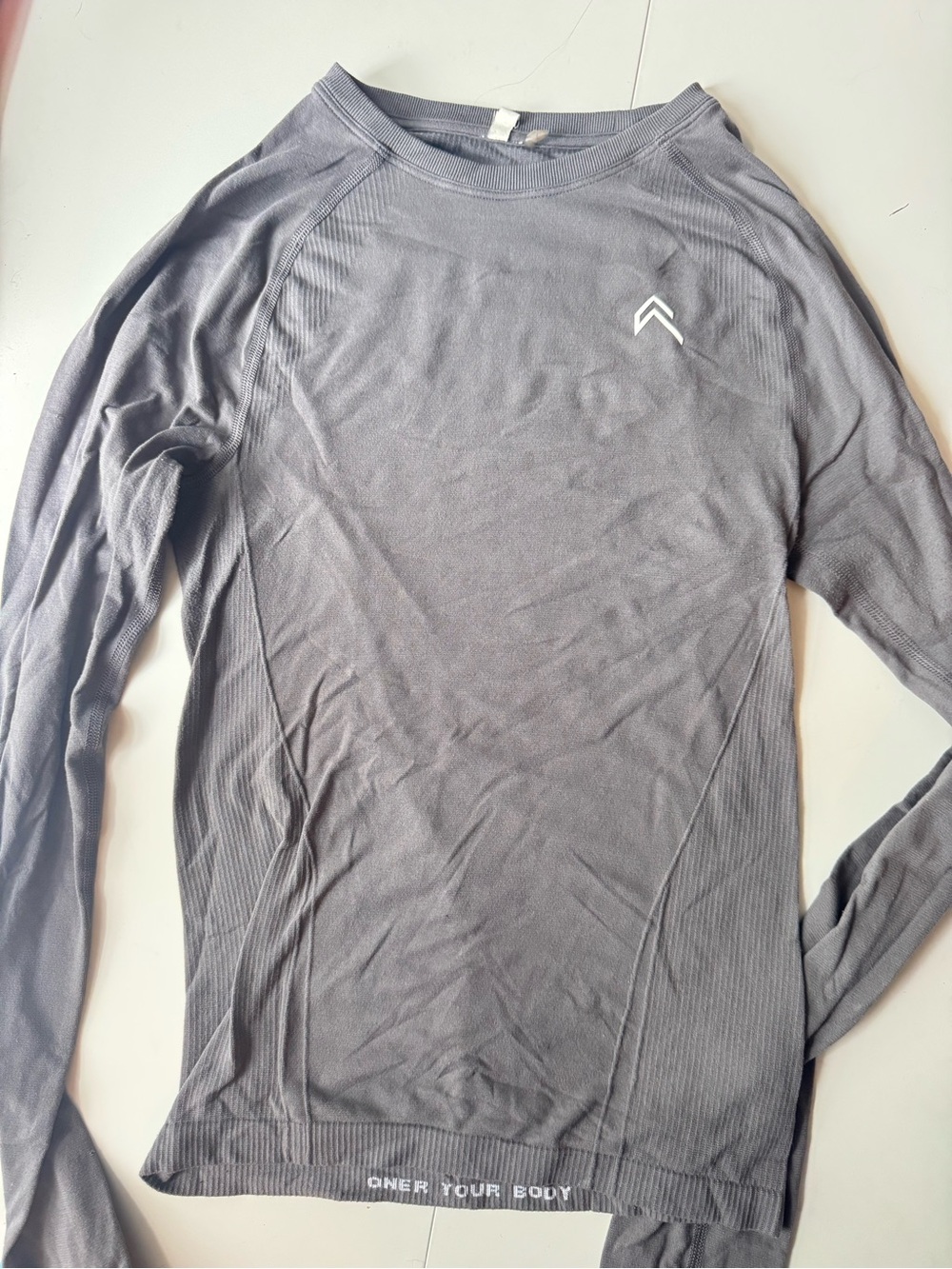 Oner Active Long Sleeve Women’s Top in Charcoal Gray with White Logo
